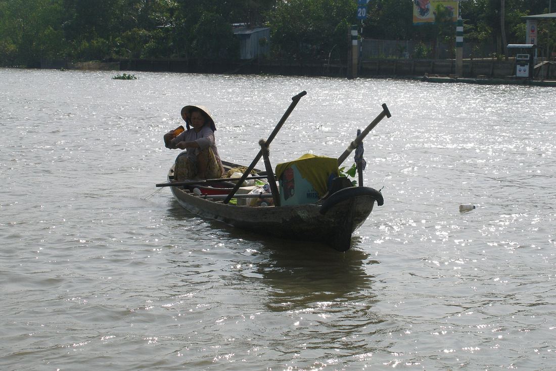 Mekong Delta river boat, Vietnamese frozen fruit origin